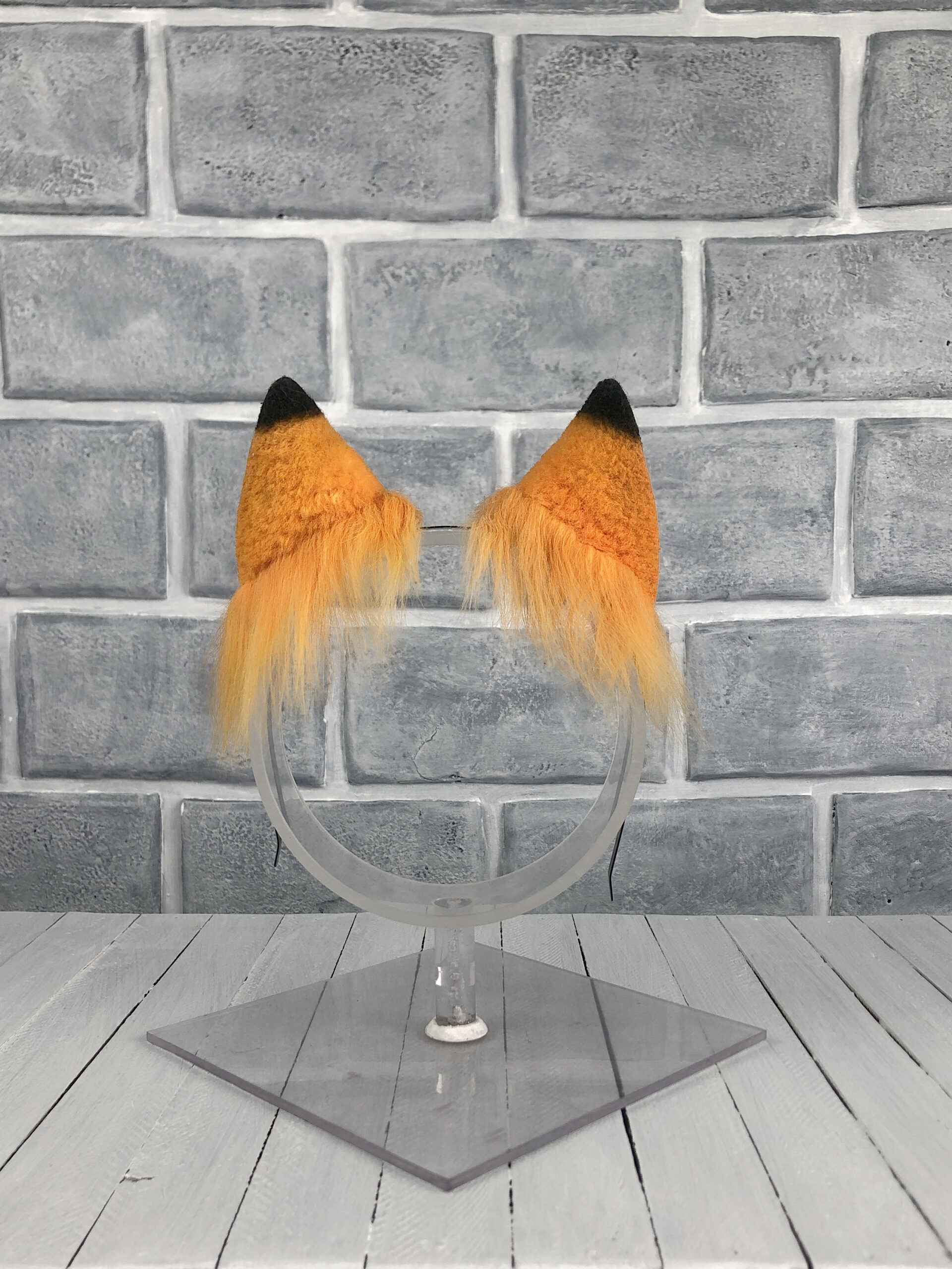 Orange and Black Fox Faux Fur Ears - Image 4