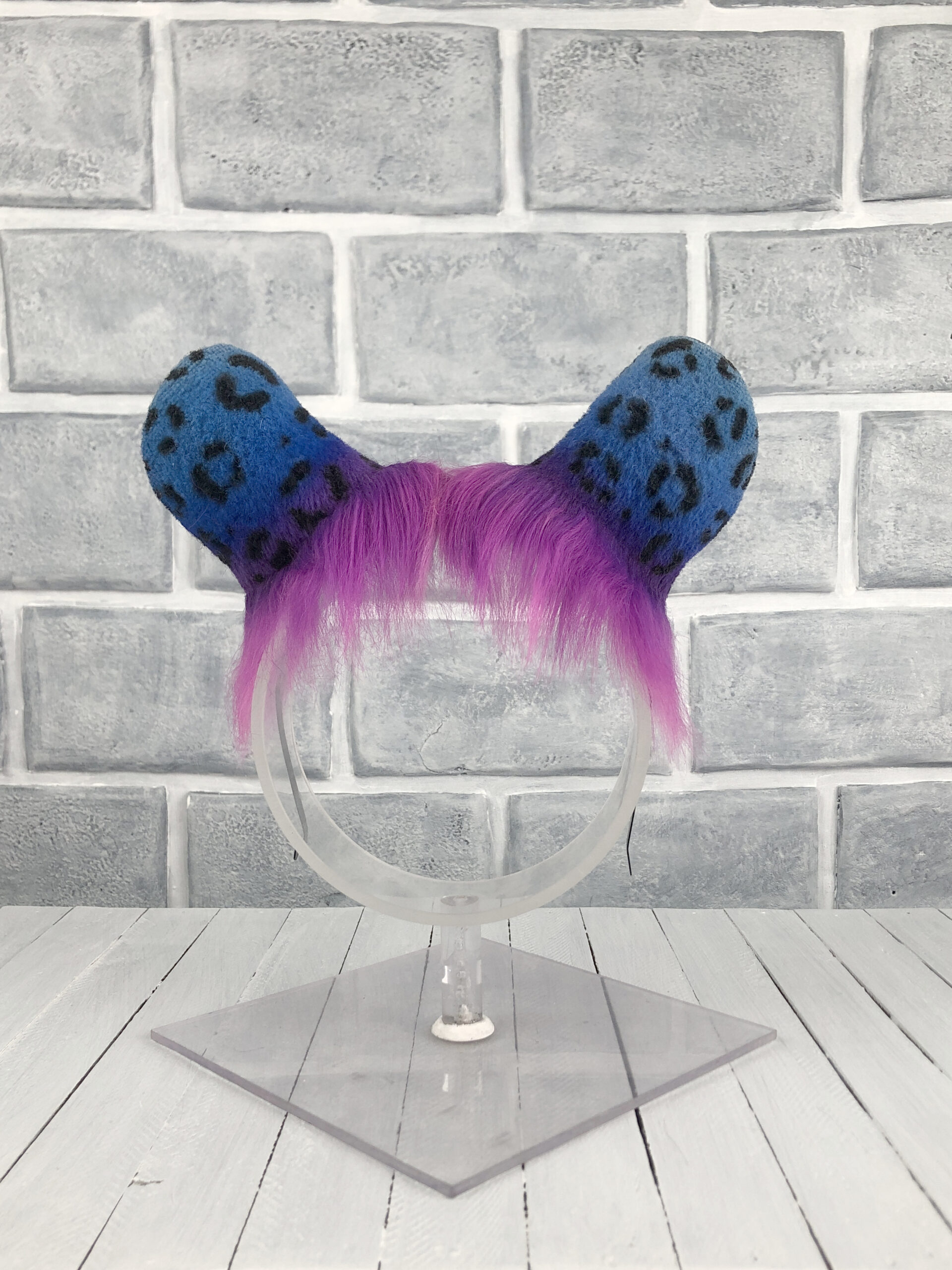 Blue and Purple Leopard Faux Fur Ears - Image 4
