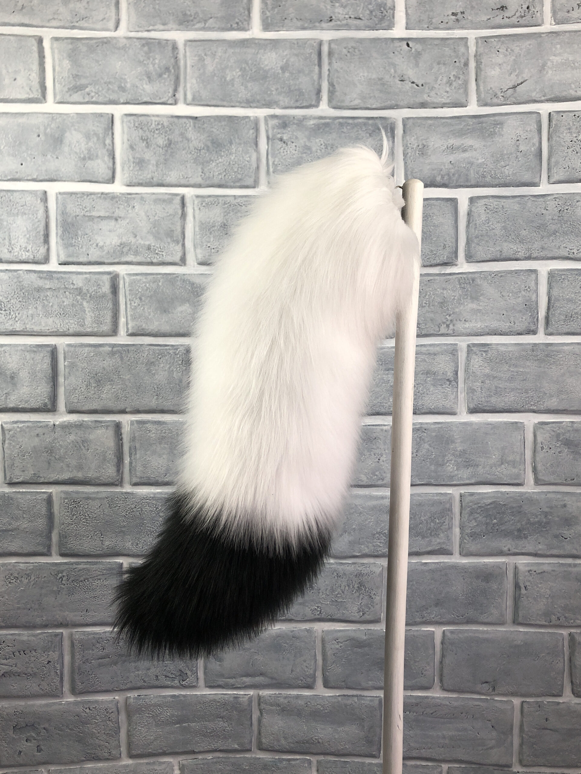 Pure White with Black tip | Wolf Tail - Image 2