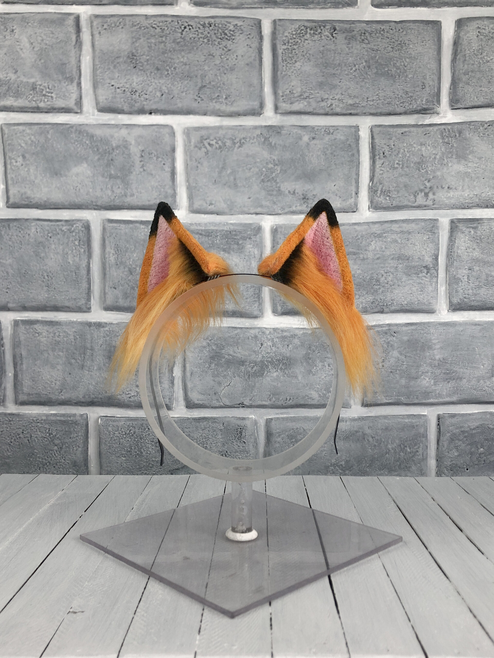 Orange and Black Fox Faux Fur Ears