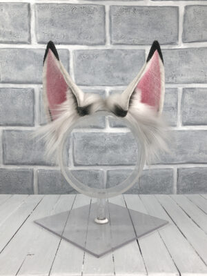 White and Black Tec Wolf Faux Fur Ears