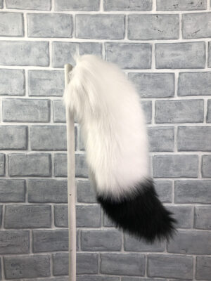 Pure White with Black tip | Wolf Tail