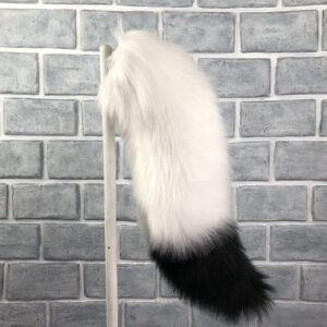 Pure White with Black tip | Wolf Tail
