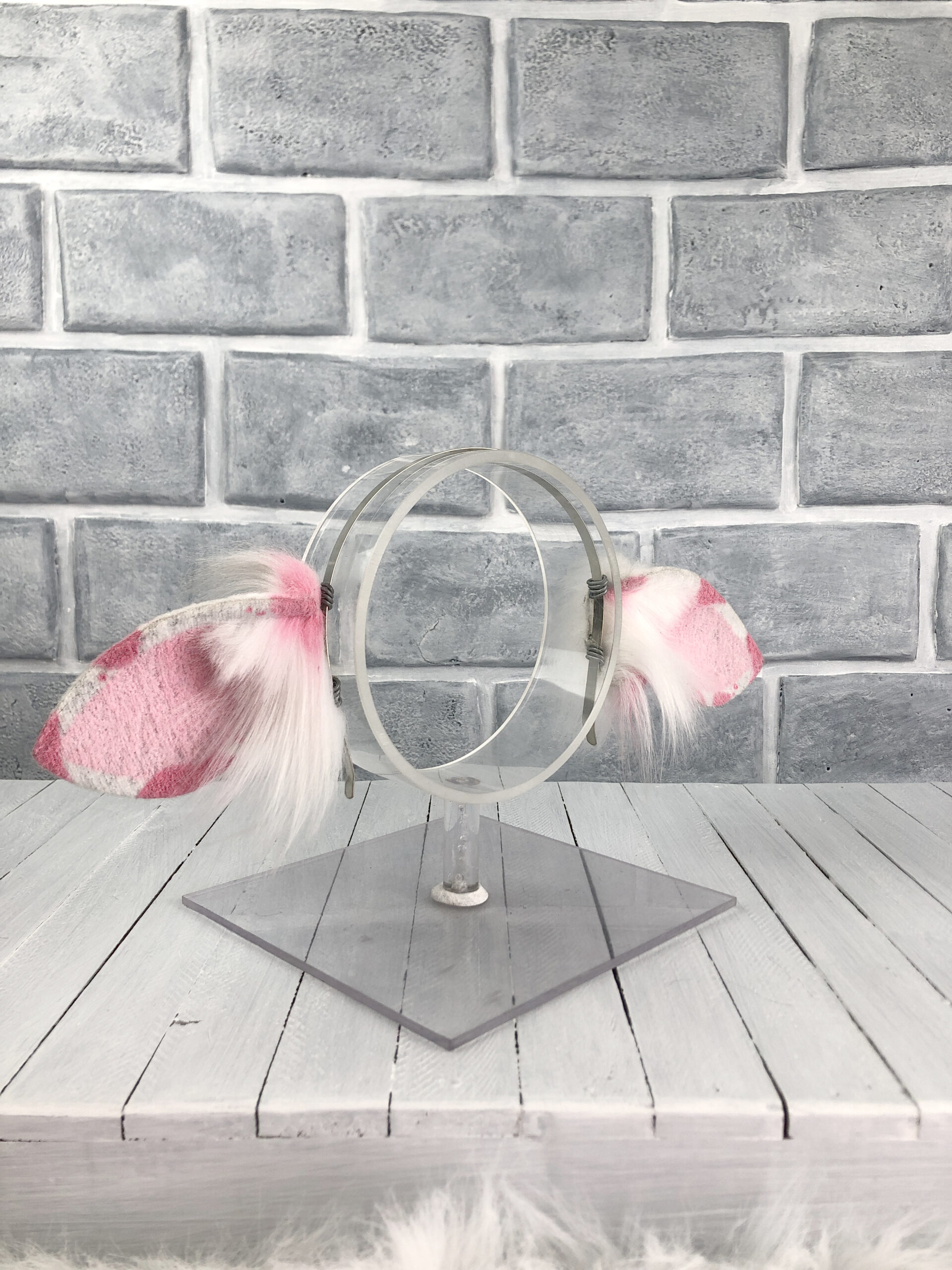 Pink Cow Faux Fur Ears - Image 2