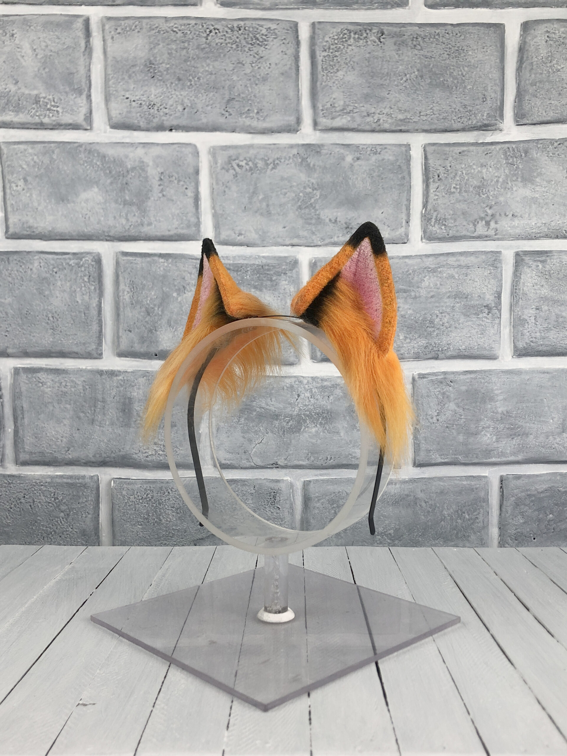 Orange and Black Fox Faux Fur Ears - Image 3