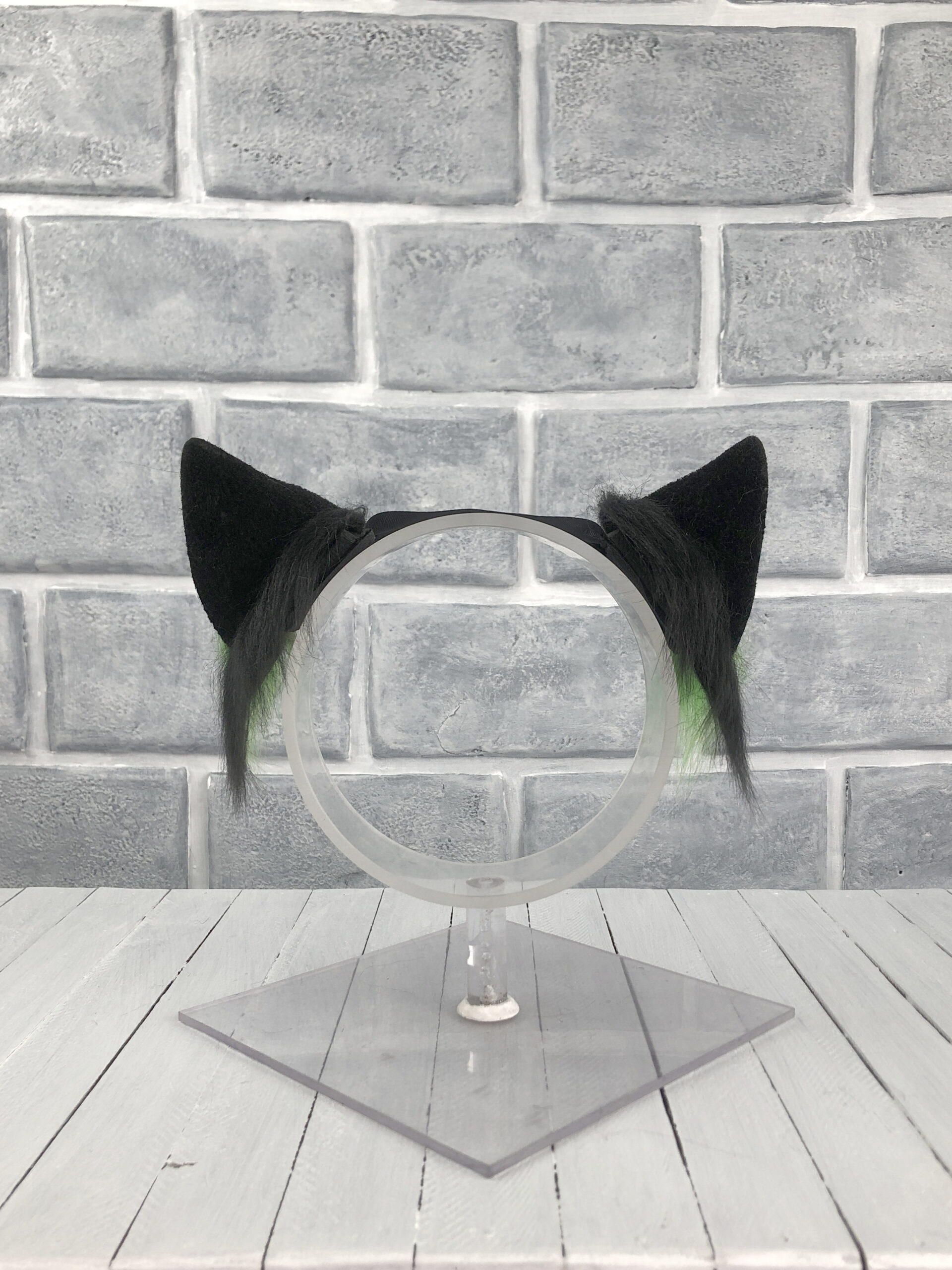 Green Magnetic Wolf Faux Fur Ears - Image 4