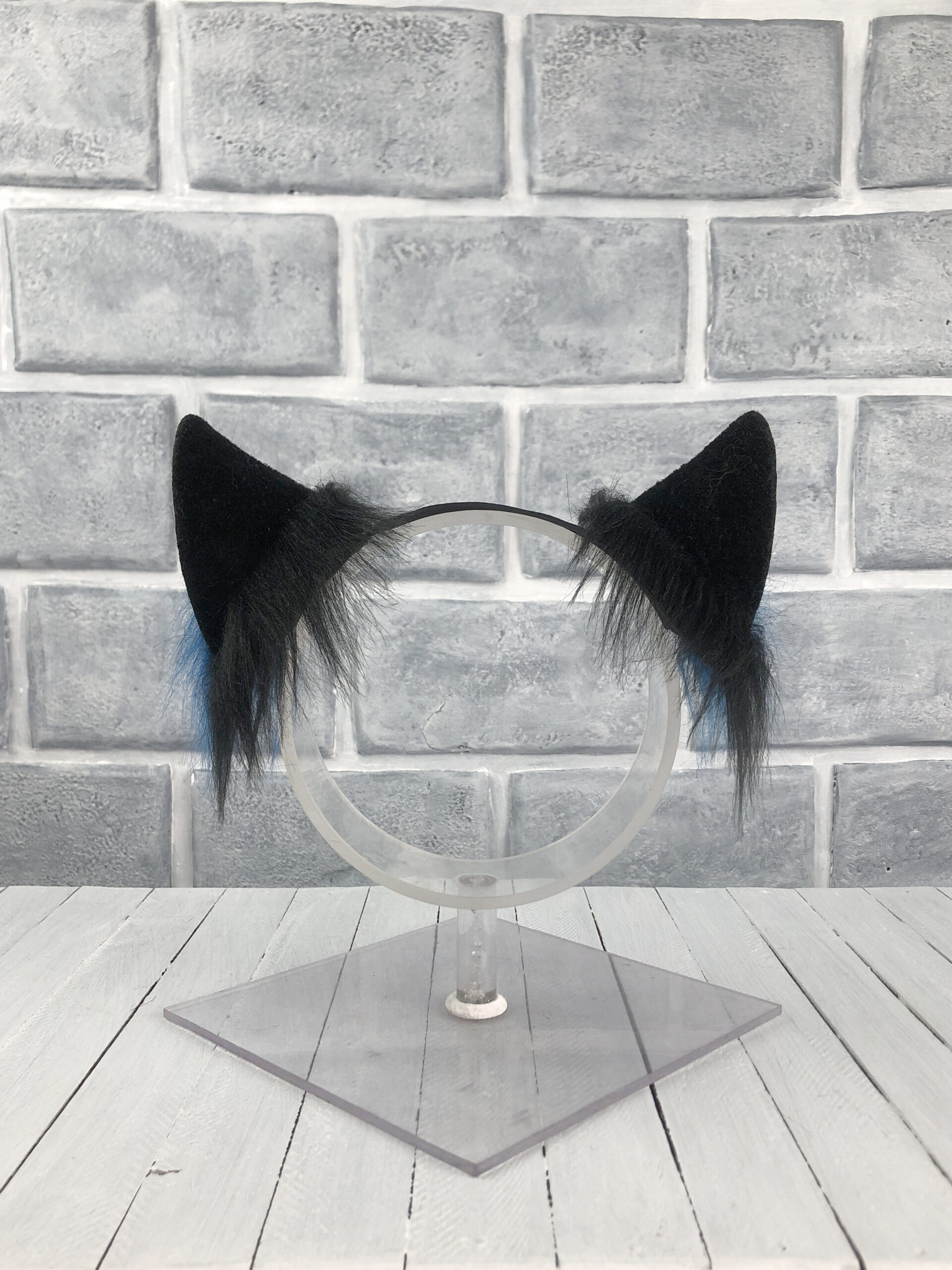 Blue Magnetic Wolf Faux Fur Ears - Image 4