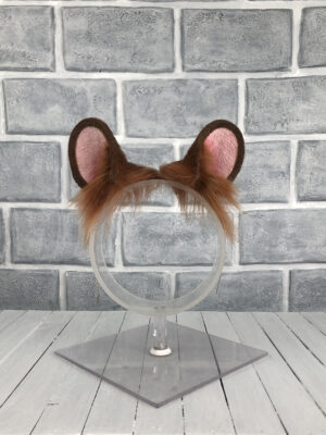 Brown Spotless Leopard Faux Fur Ears