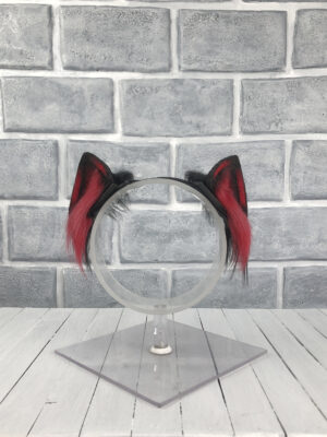 Red Magnetic Cat Faux Fur Ears
