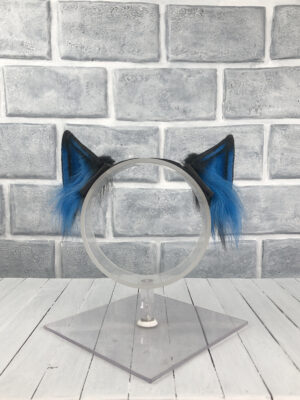 Blue Magnetic Wolf Faux Fur Ears