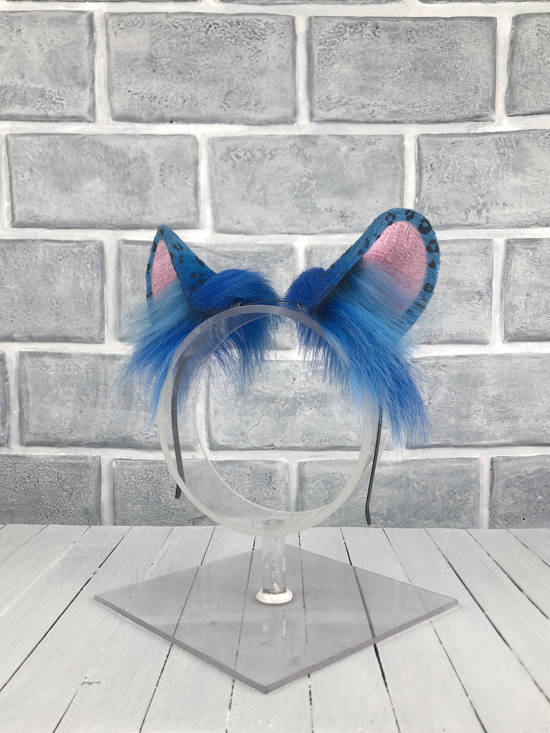 Blue Leopard Faux Fur Ears - Image 3