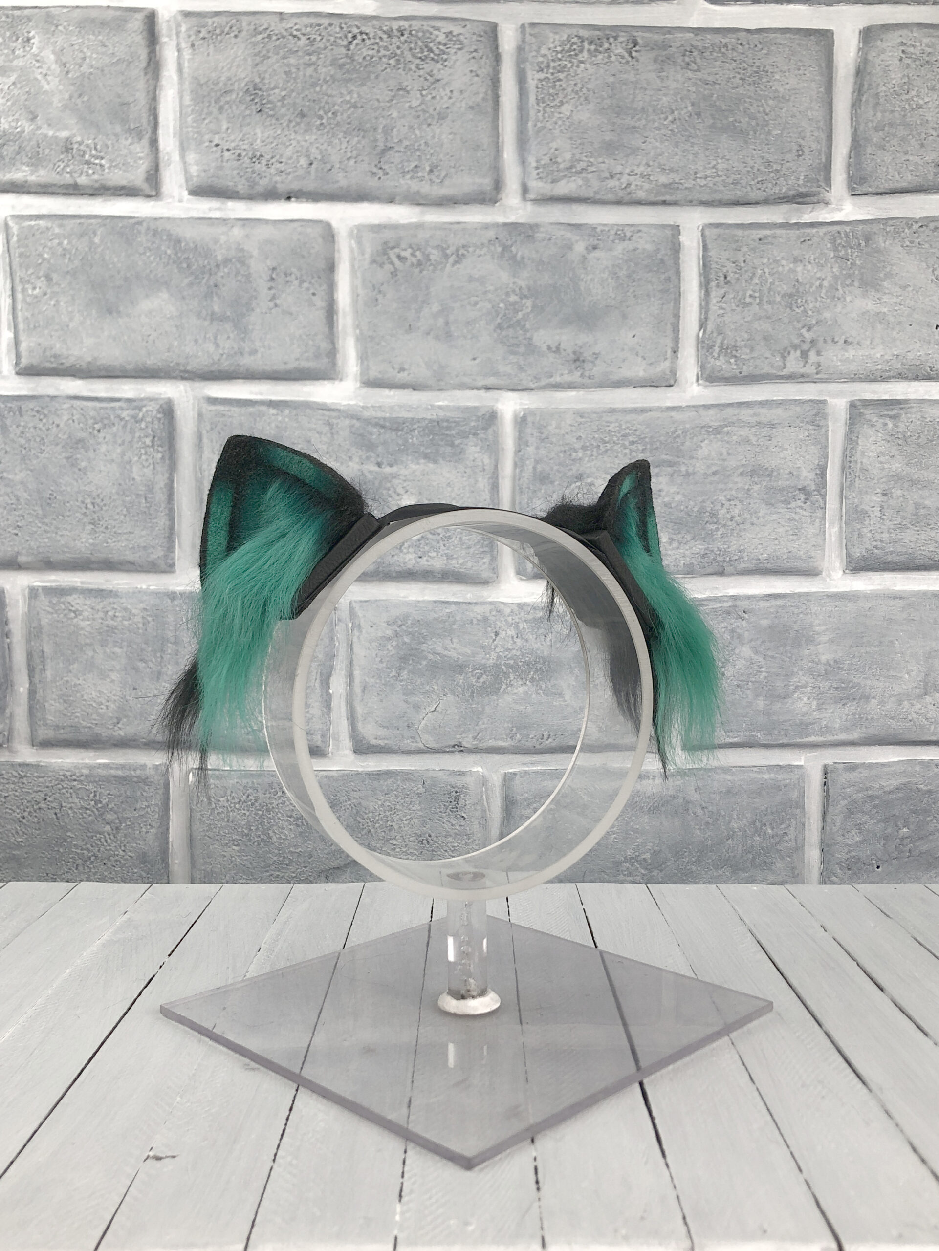 Green Magnetic Cat Faux Fur Ears - Image 2