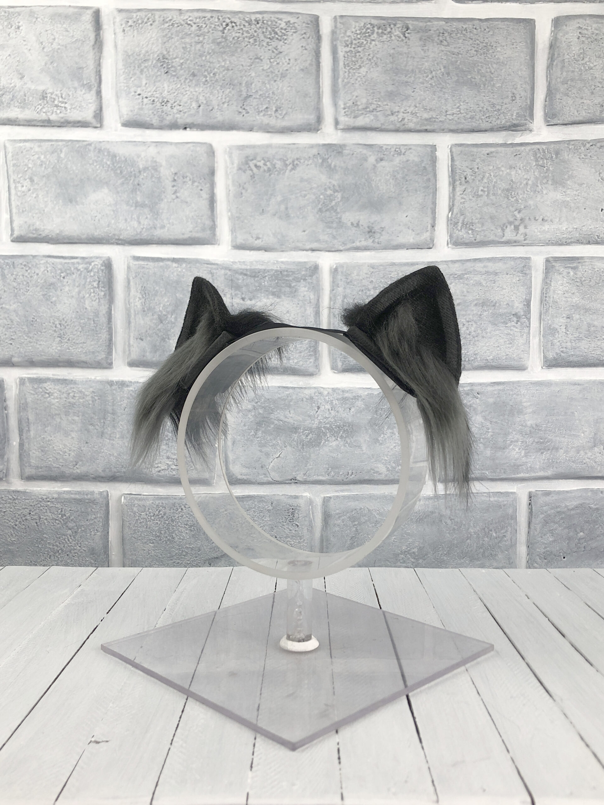 Grey Magnetic Cat Faux Fur Ears - Image 3