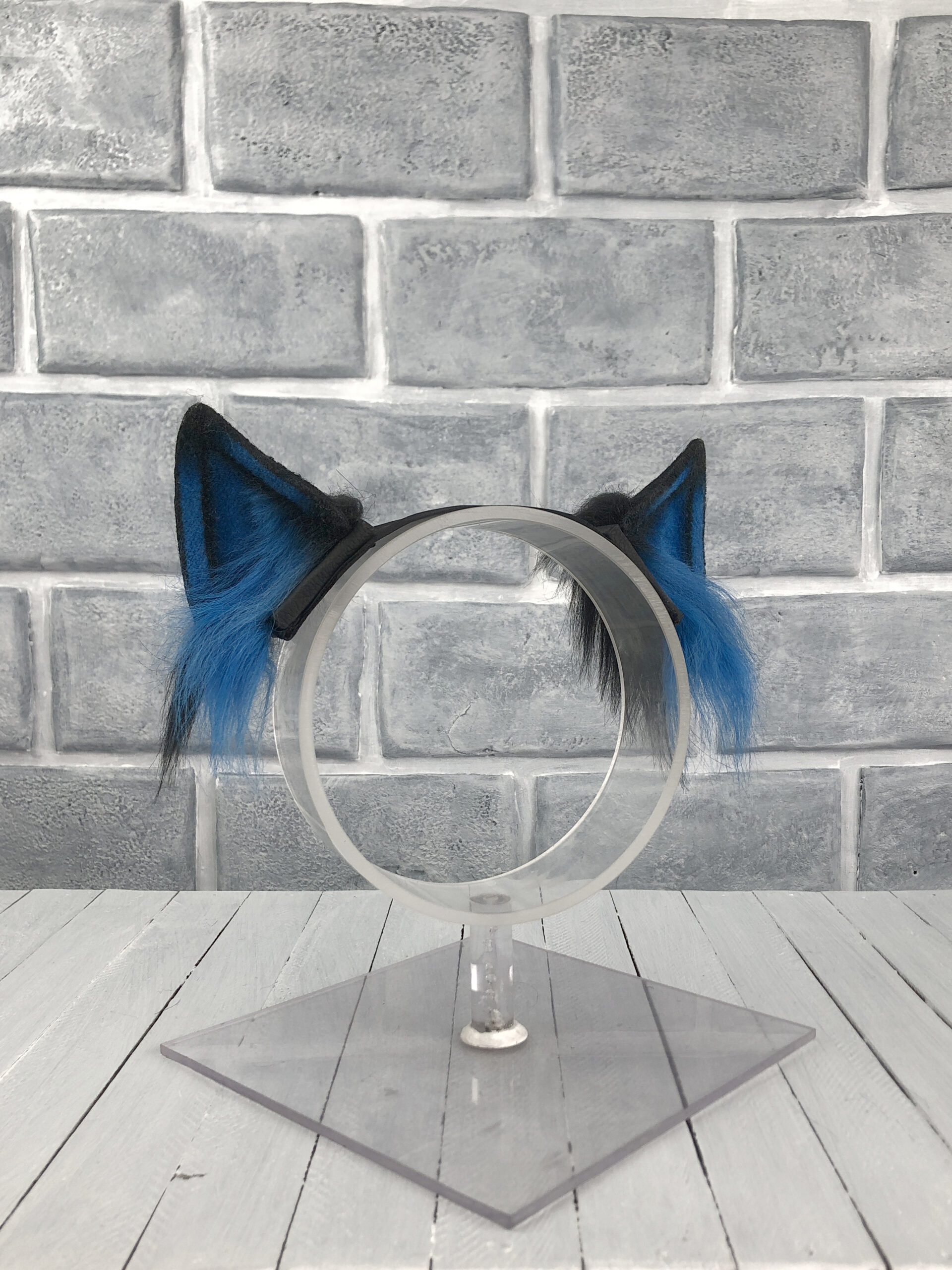 Blue Magnetic Wolf Faux Fur Ears - Image 2