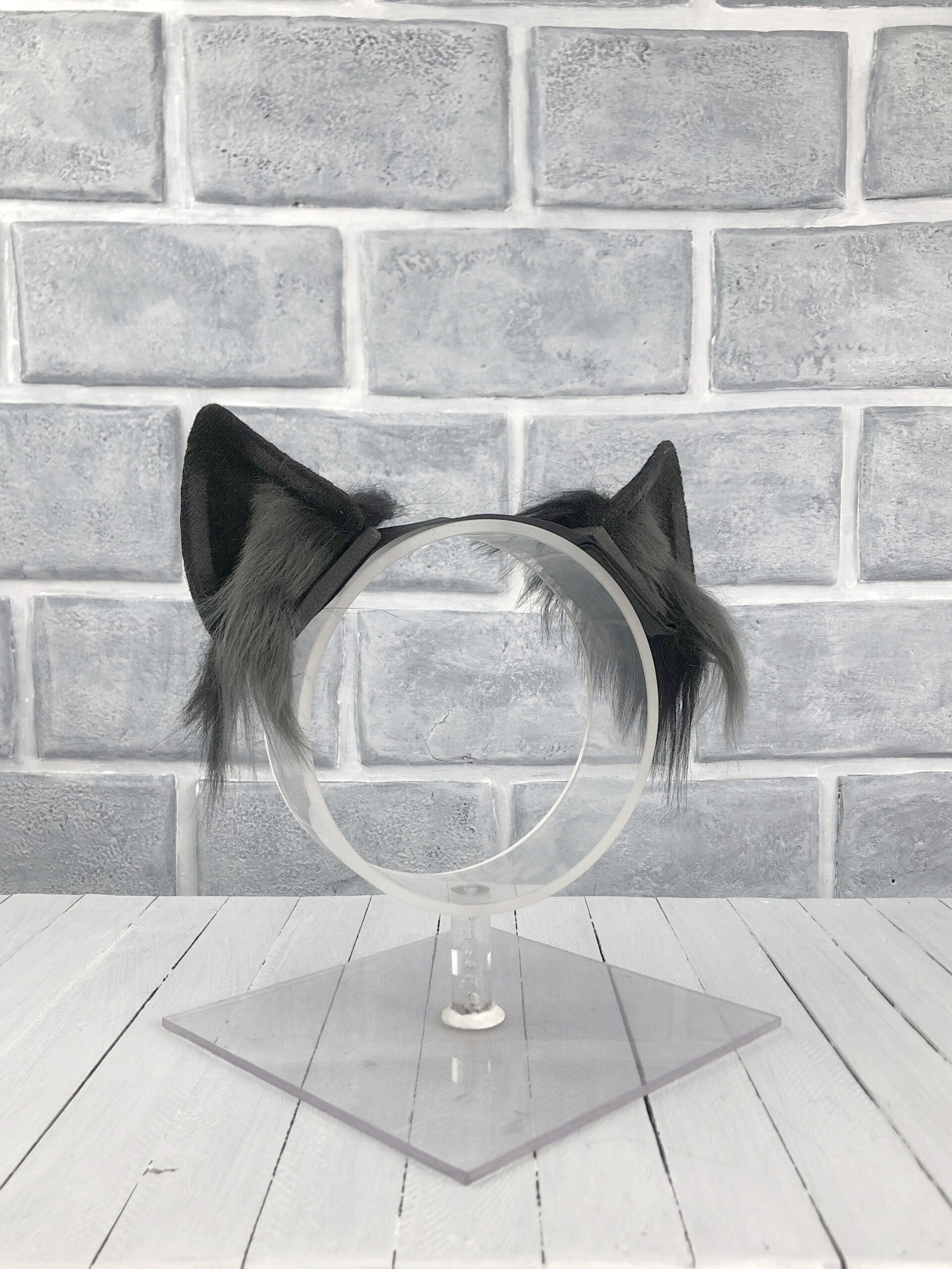 Grey Magnetic Wolf Faux Fur Ears - Image 2