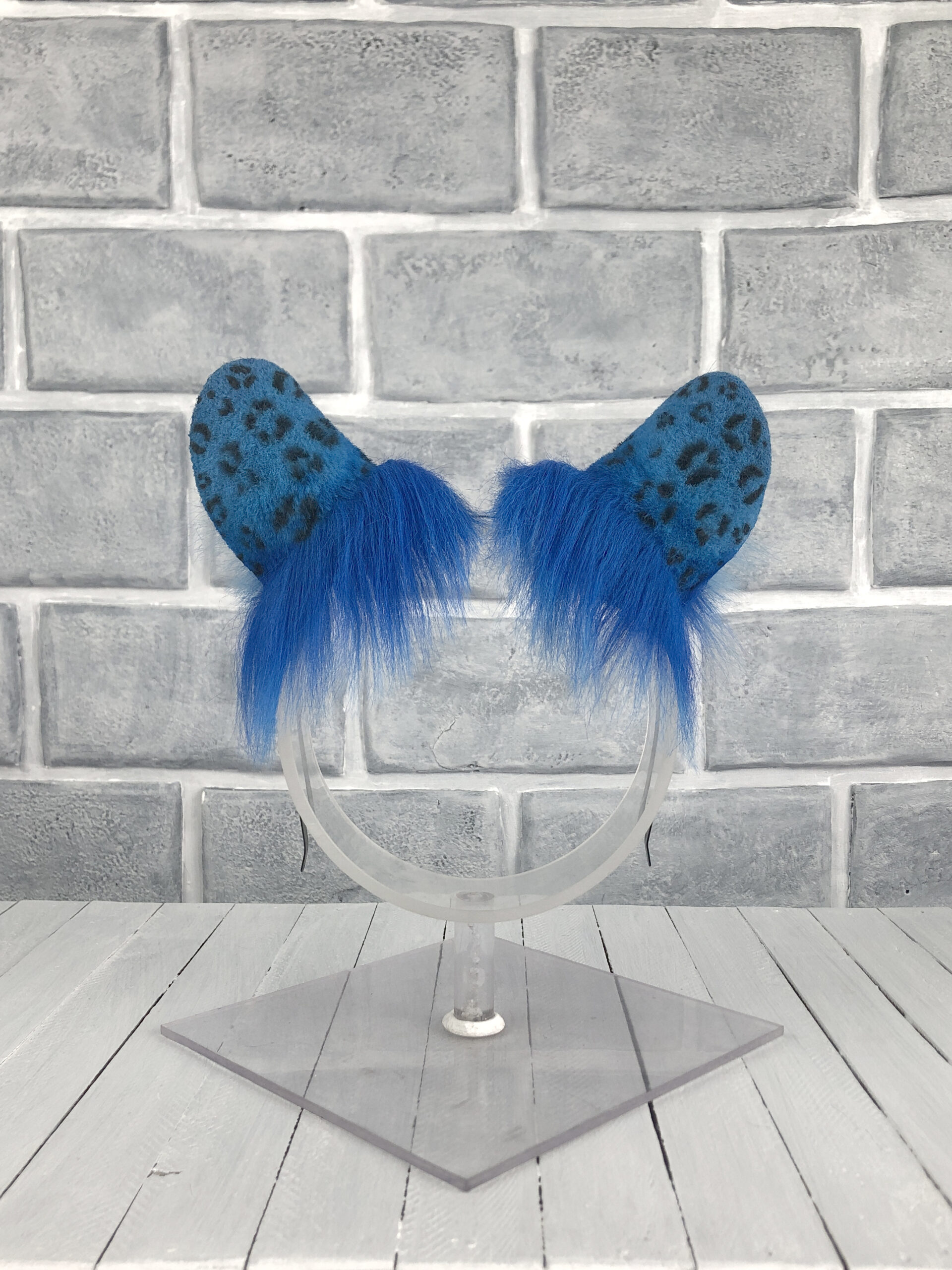 Blue Leopard Faux Fur Ears - Image 4