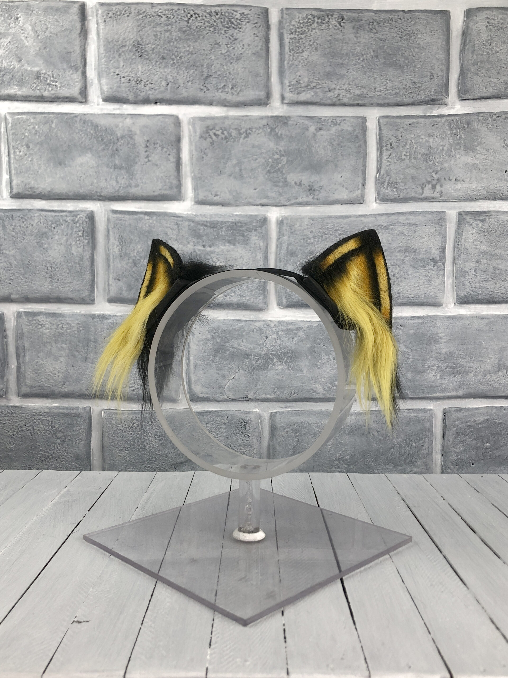 Yellow Magnetic Cat Faux Fur Ears - Image 3