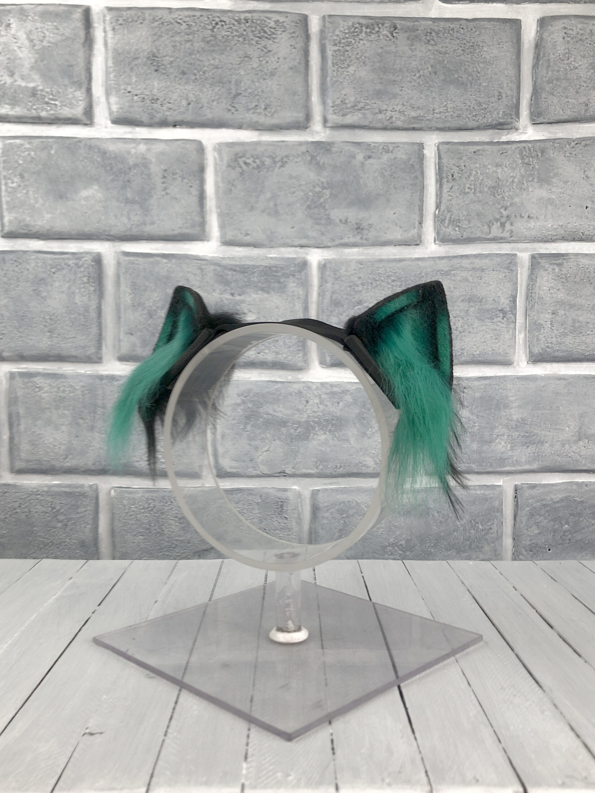 Green Magnetic Cat Faux Fur Ears - Image 3