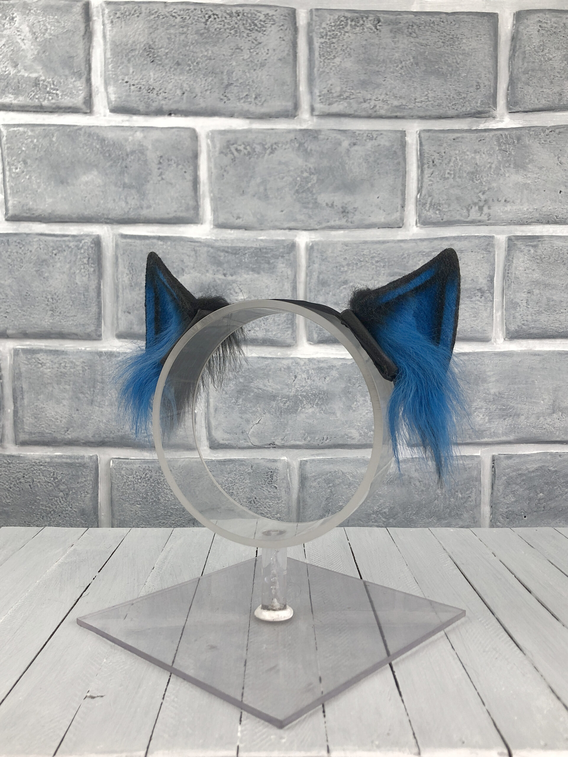 Blue Magnetic Wolf Faux Fur Ears - Image 3