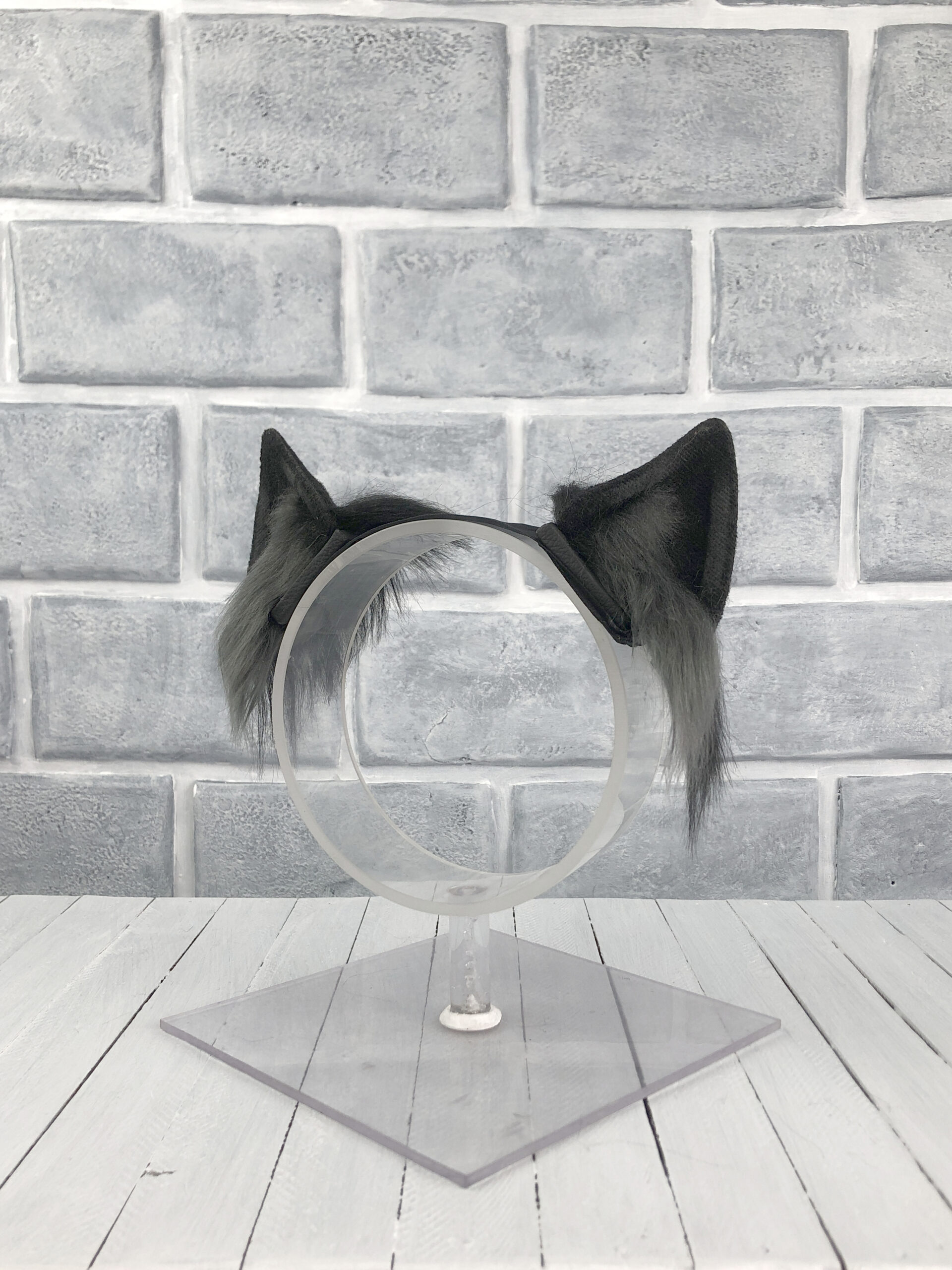 Grey Magnetic Wolf Faux Fur Ears - Image 3