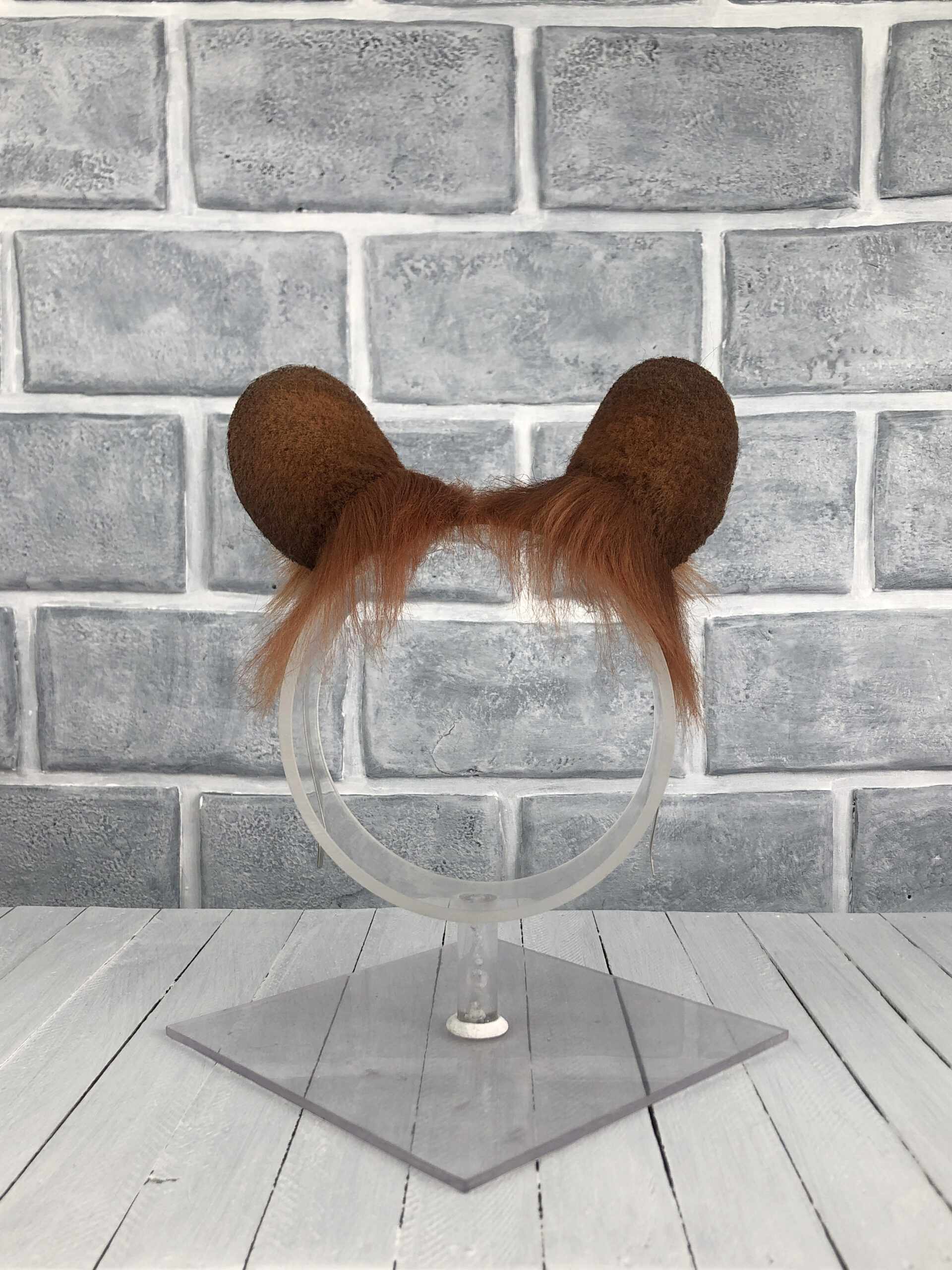 Brown Spotless Leopard Faux Fur Ears - Image 4
